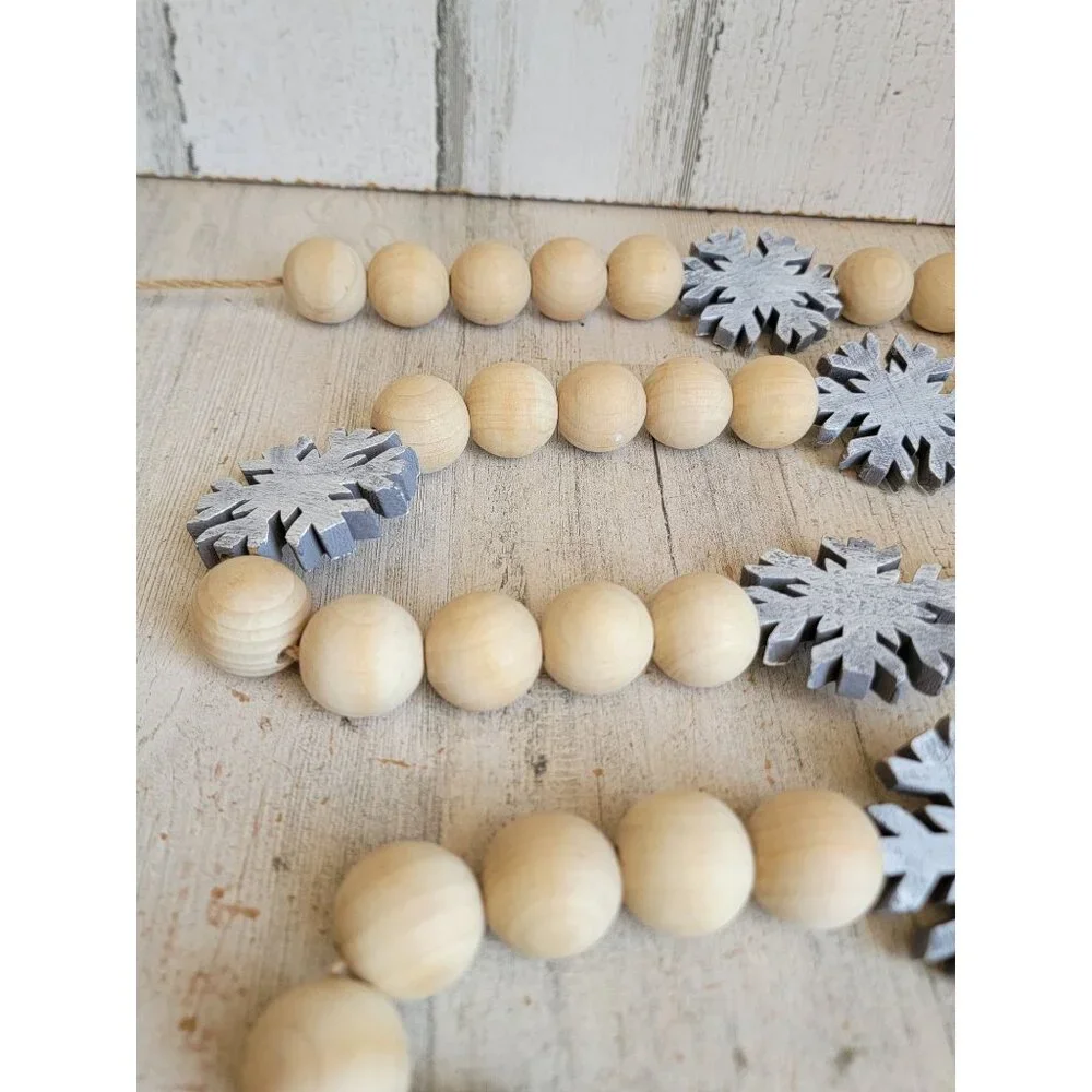 Wooden‎ snowflake Garland home decor hanging Xmas figure Gray